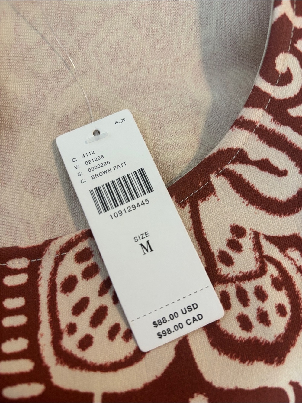 Anthropology Dolan Cream & Rust Floral Scallop-Hem/sleeve Blouse size Medium - Picture 6 of 6